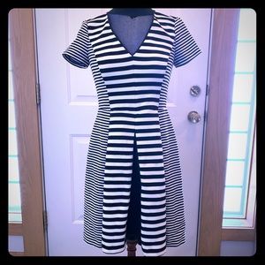 Banana Republic Black/White pleated A-Line dress 4